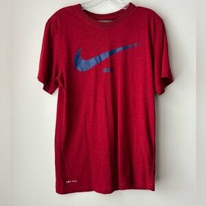 Nike Dri Fit Red Shirt w/Blue Swoosh Men’s Small